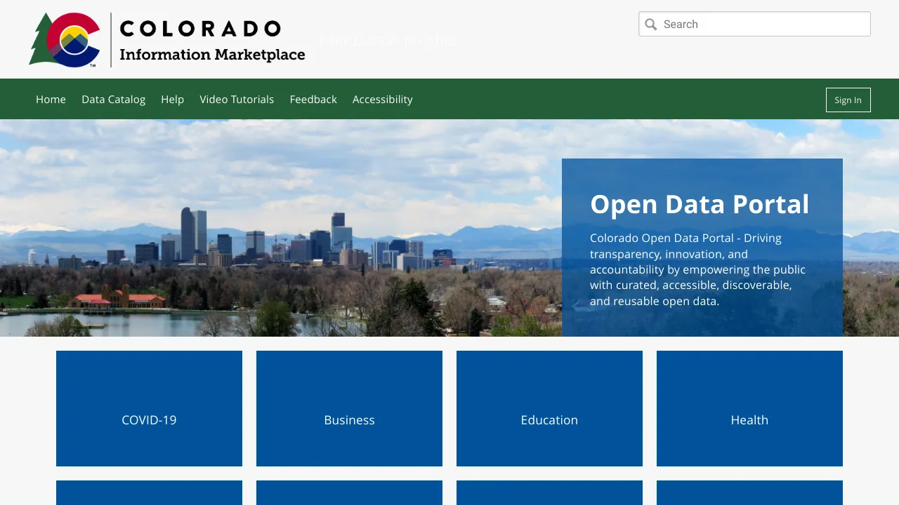 Screenshot of Colorado Information Marketplace website
