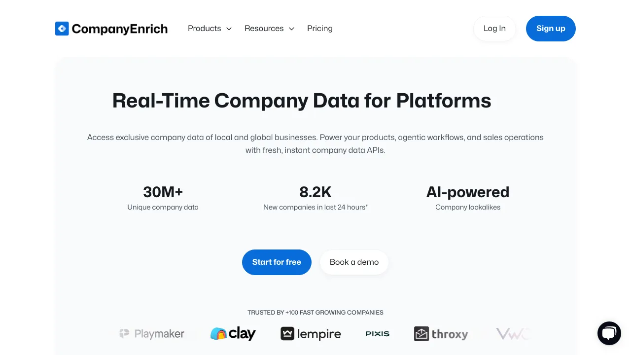 Screenshot of CompanyEnrich website