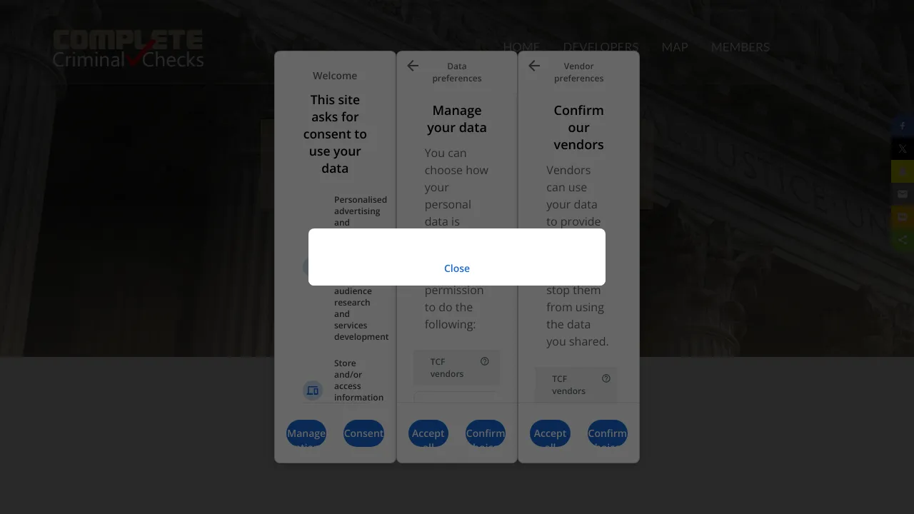 Screenshot of Complete Criminal Checks website