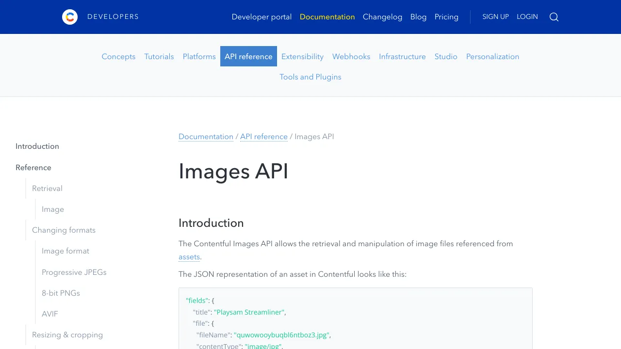 Screenshot of Contentful Images website