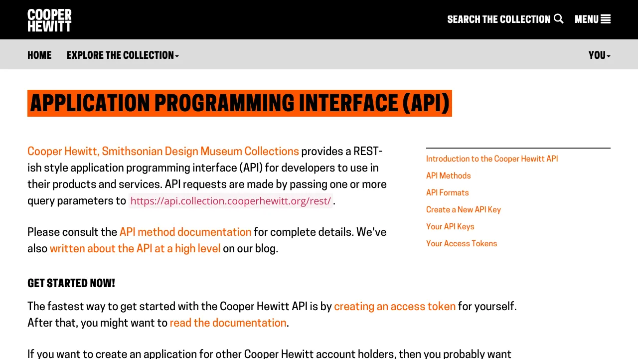 Screenshot of Cooper Hewitt website