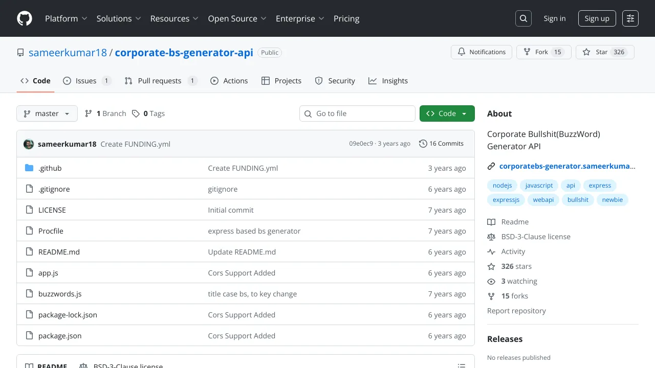 Screenshot of Corporate Buzz Words website