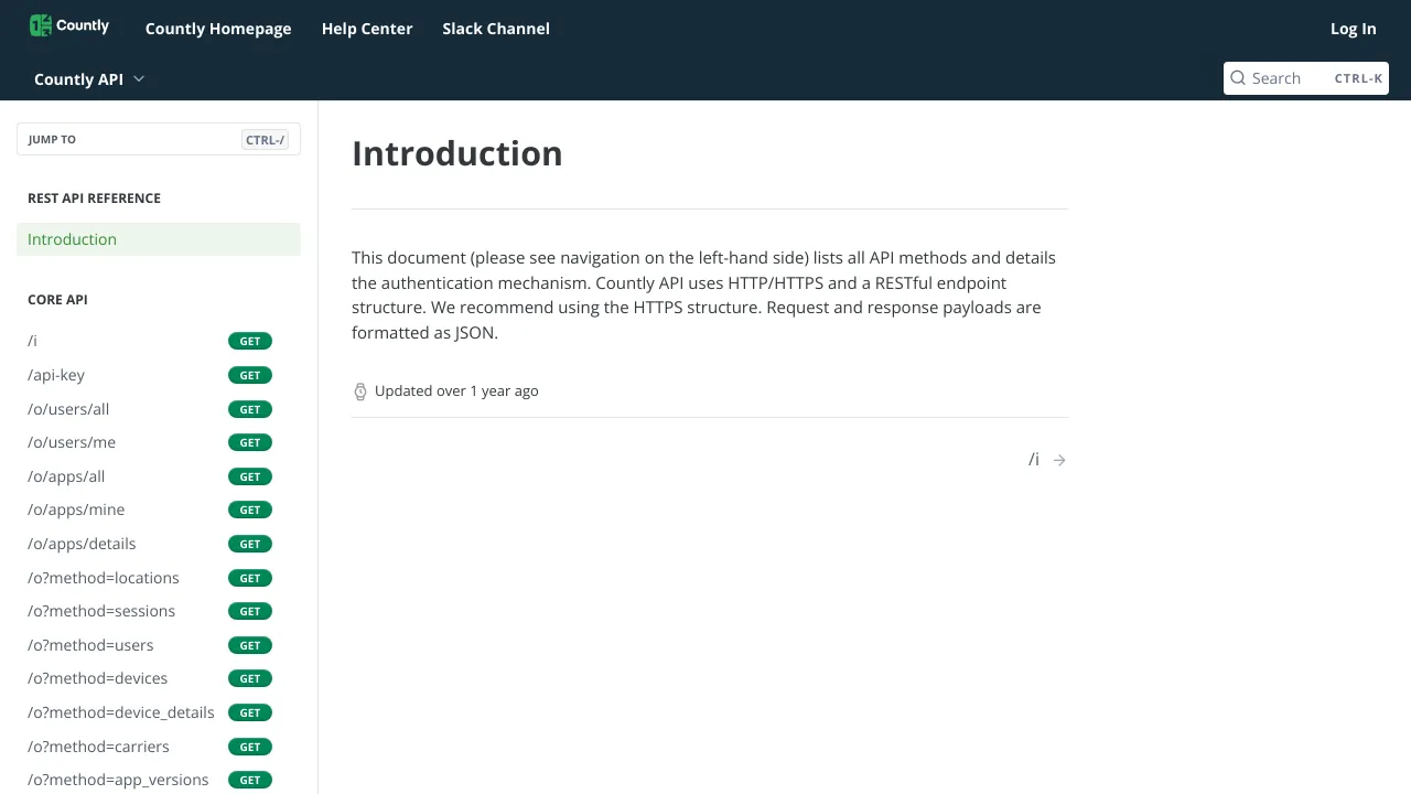 Screenshot of Countly website