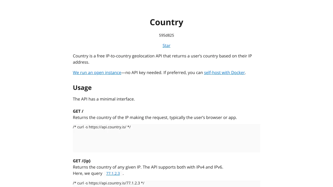 Screenshot of Country website