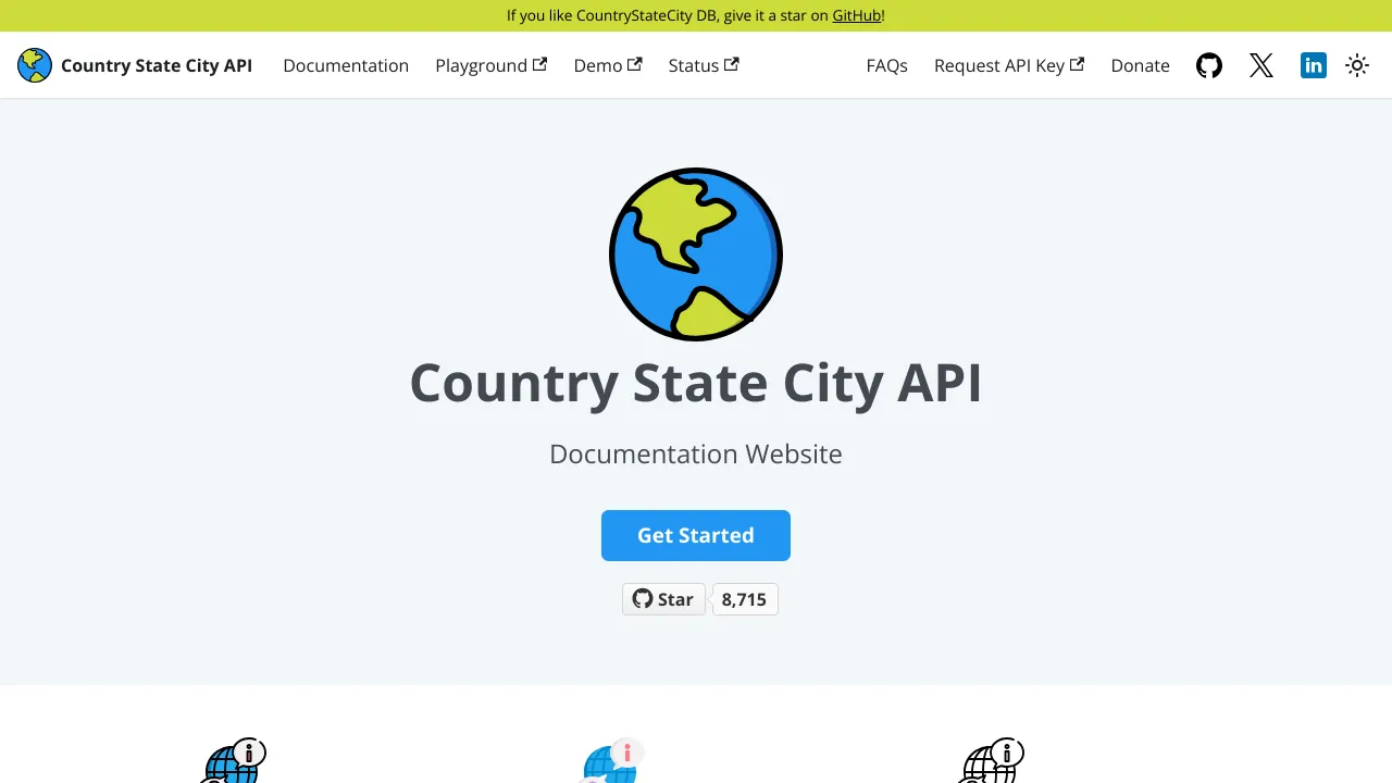 Screenshot of CountryStateCity website