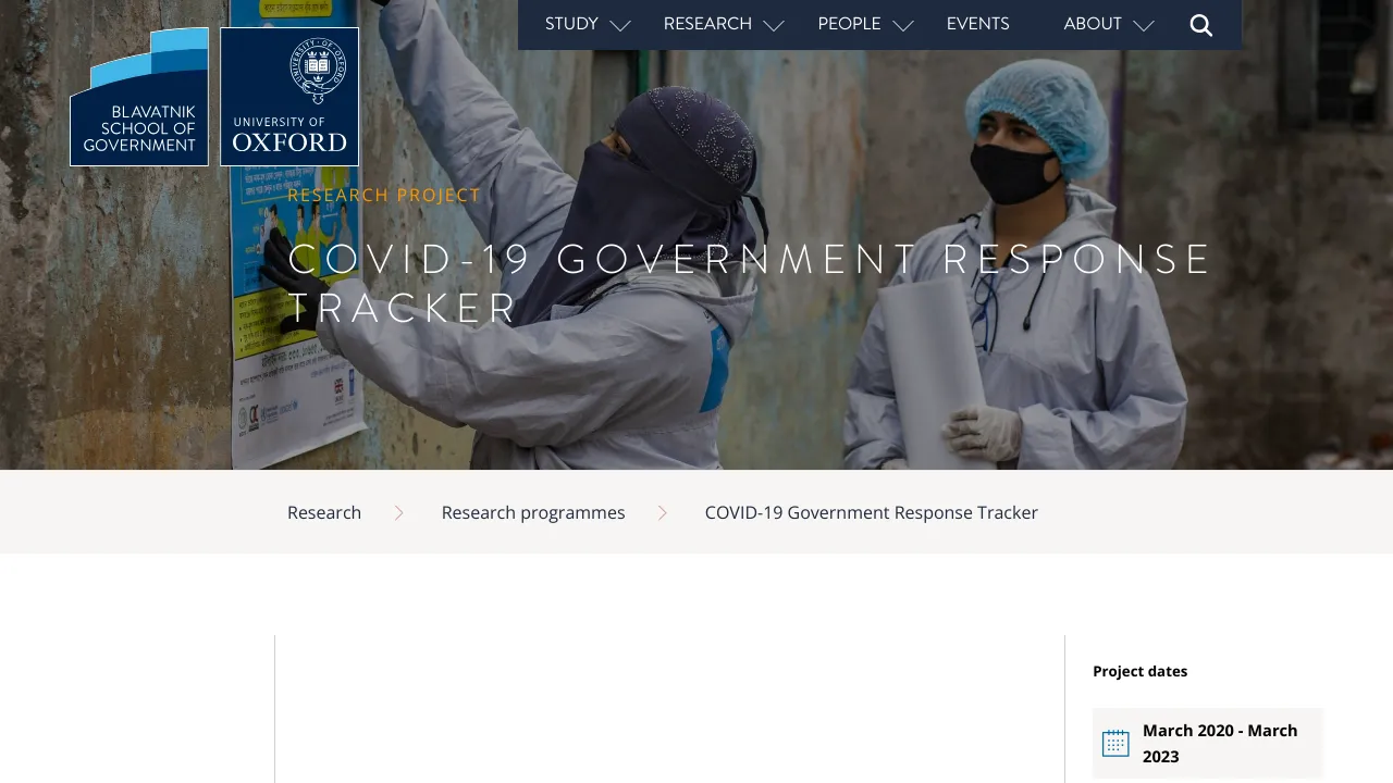 Screenshot of Covid-19 Government Response website