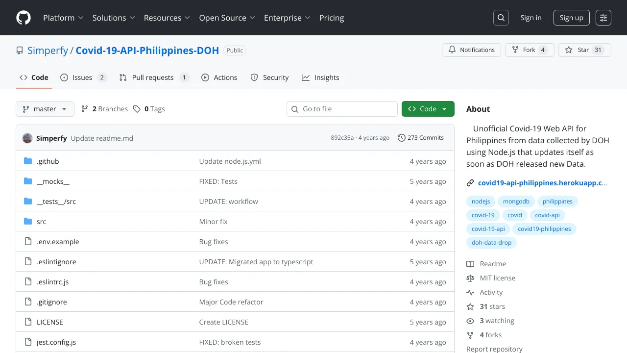 Screenshot of Covid-19 Philippines website