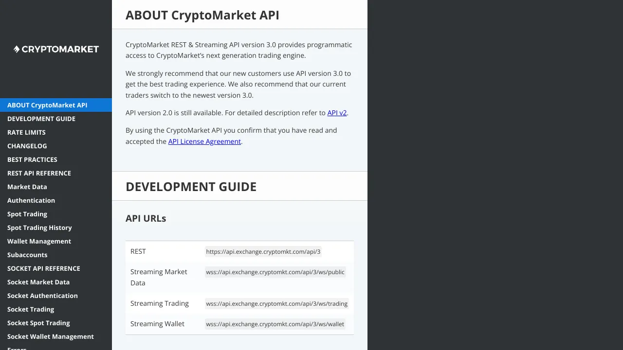 Screenshot of CryptoMarket website