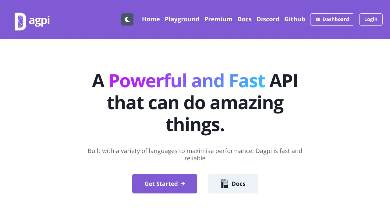 Screenshot of Dagpi website