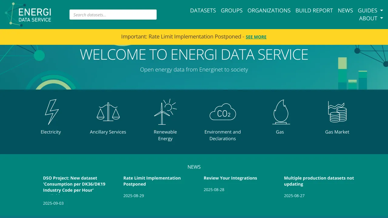 Screenshot of Danish Data Service Energi website