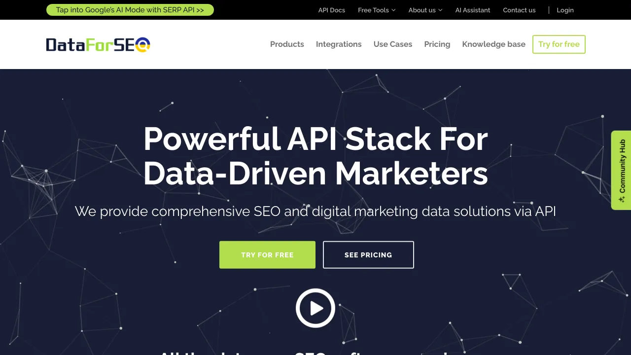 Screenshot of DataForSEO website