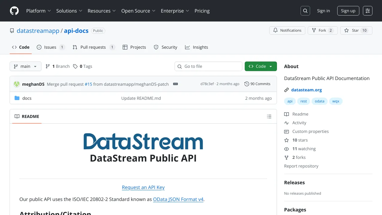 Screenshot of DataStream website