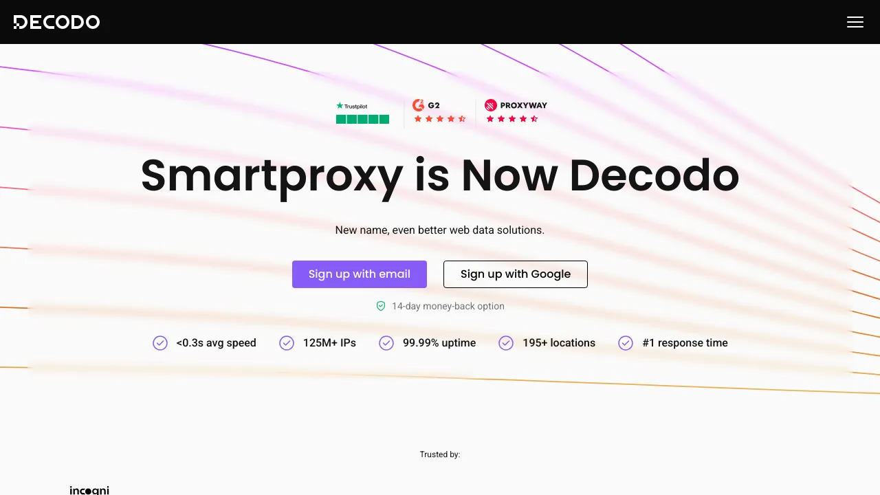 Screenshot of Decodo website
