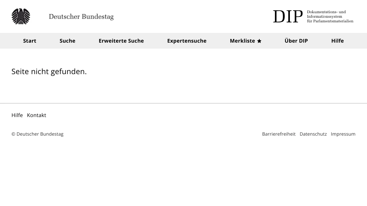 Screenshot of Deutscher Bundestag DIP website