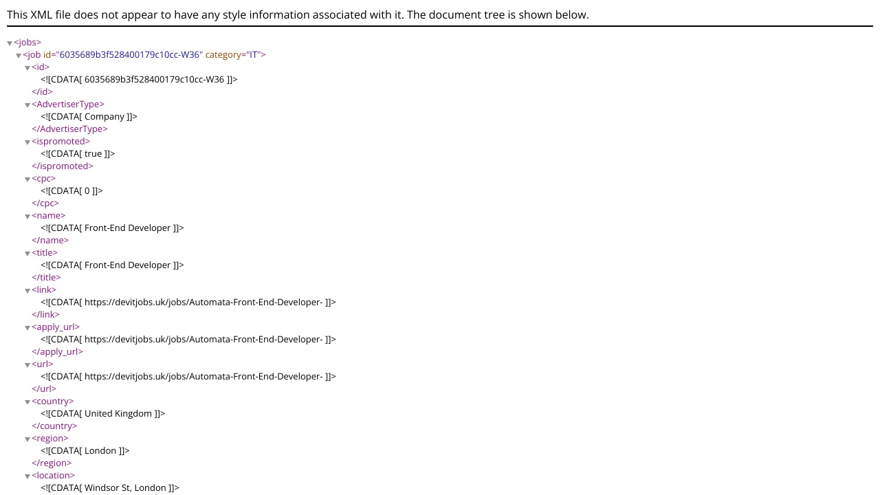 Screenshot of DevITjobs UK website