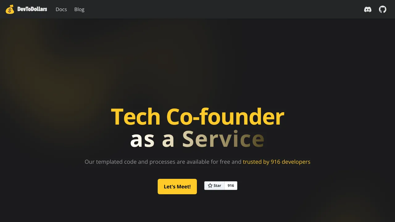 Screenshot of DevToDollars website