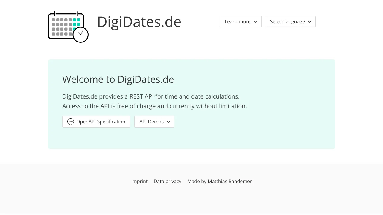 Screenshot of DigiDates website