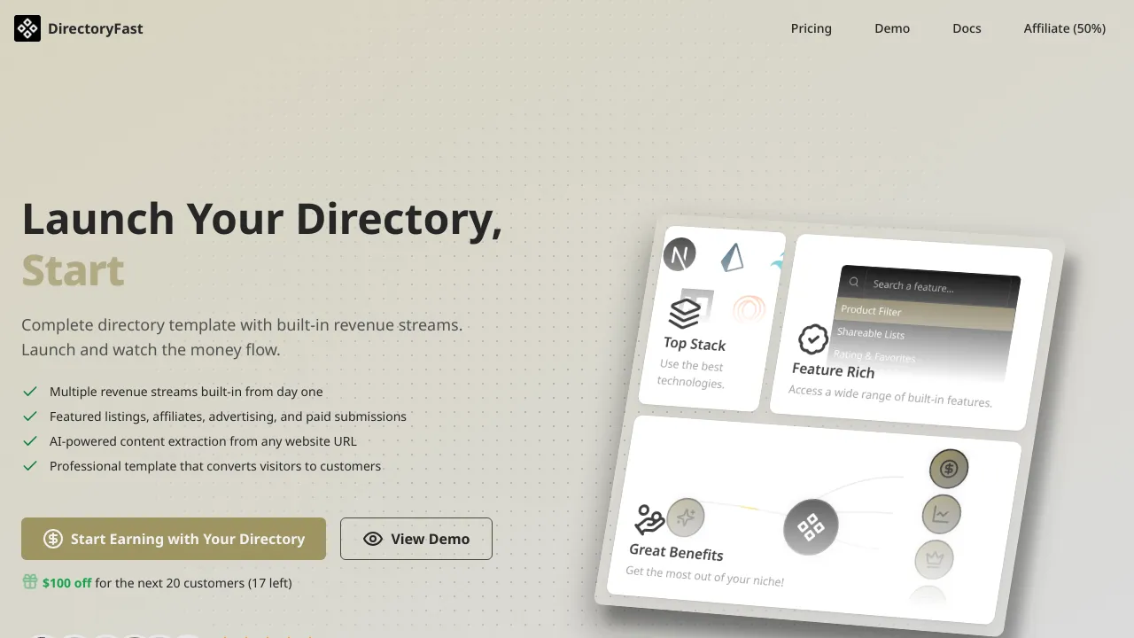 Screenshot of DirectoryFast website