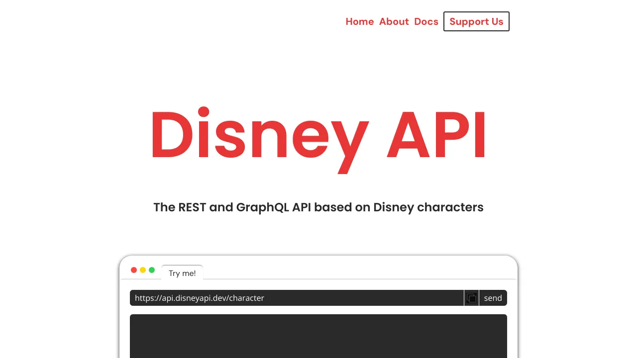 Screenshot of Disney website