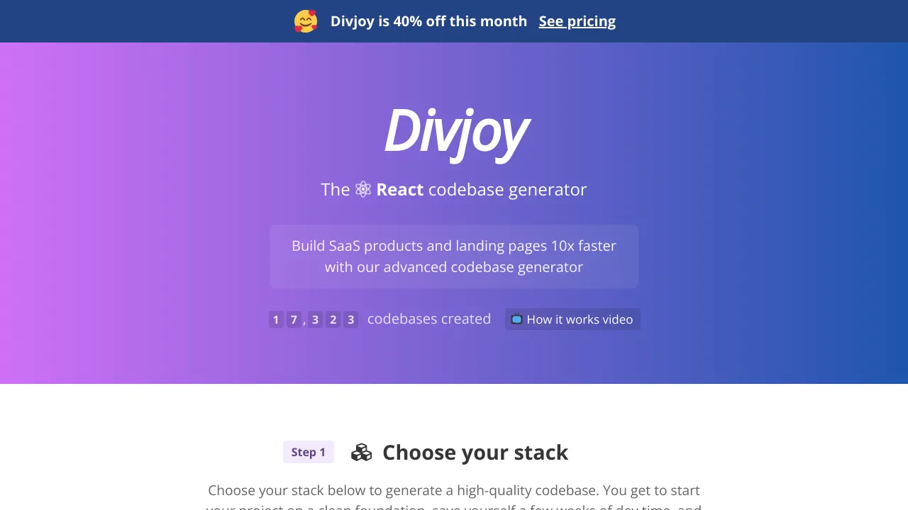 Screenshot of Divjoy website