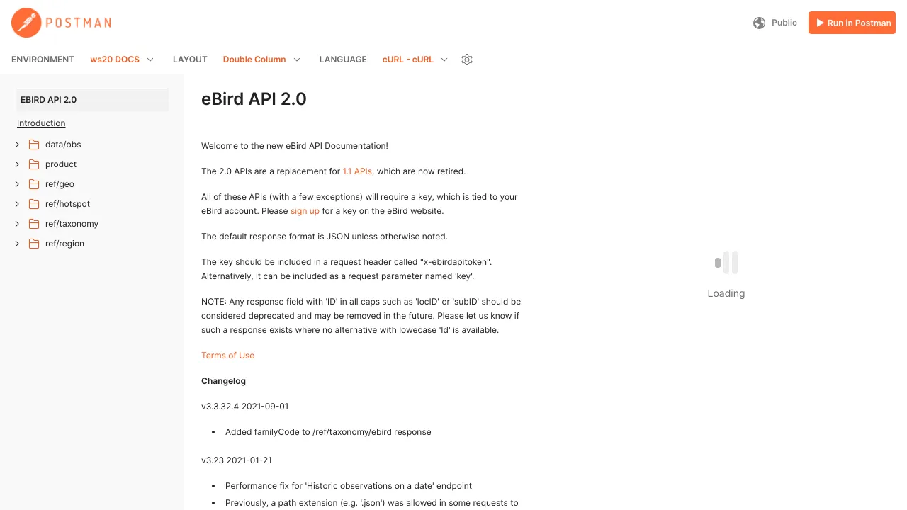 Screenshot of eBird website