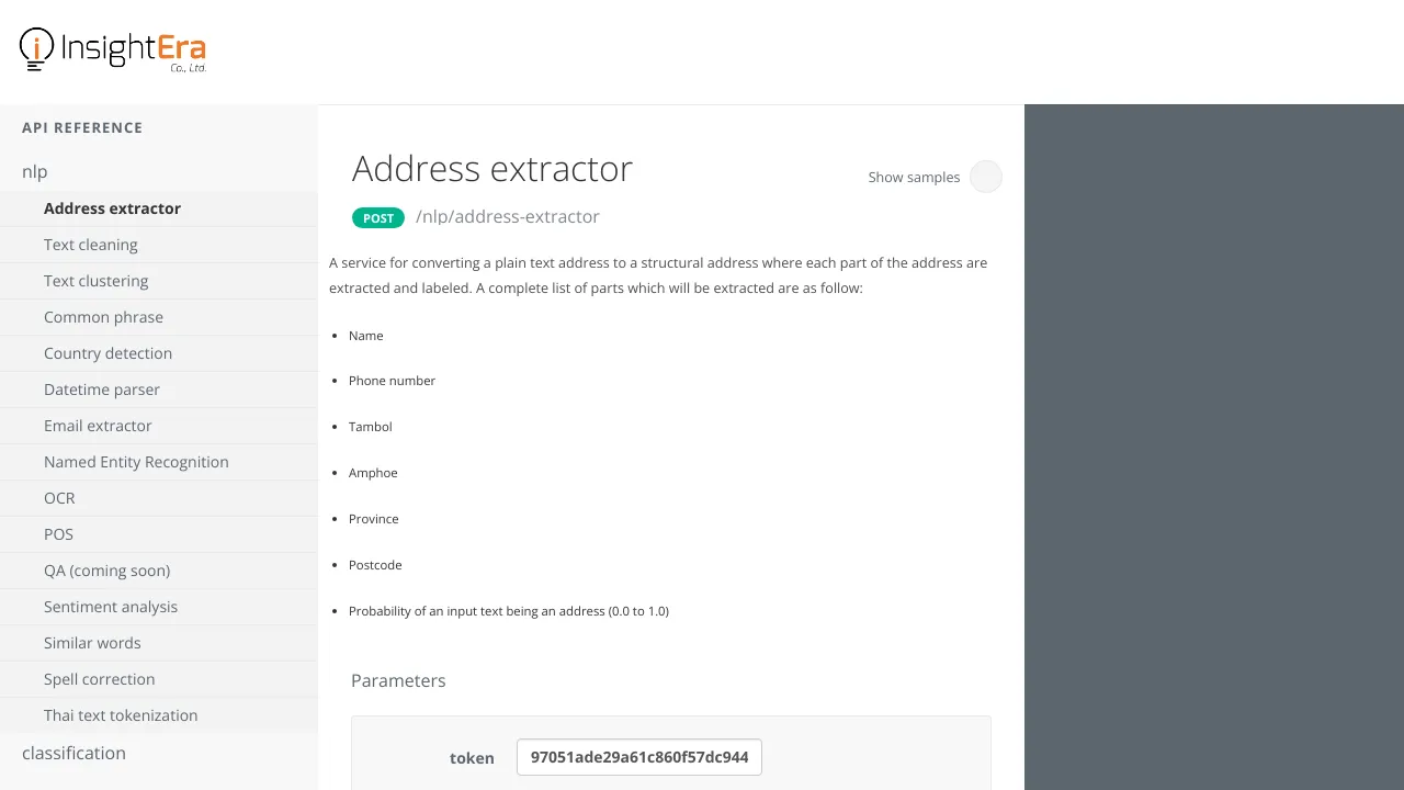 Screenshot of ELI (Thai NLP) website