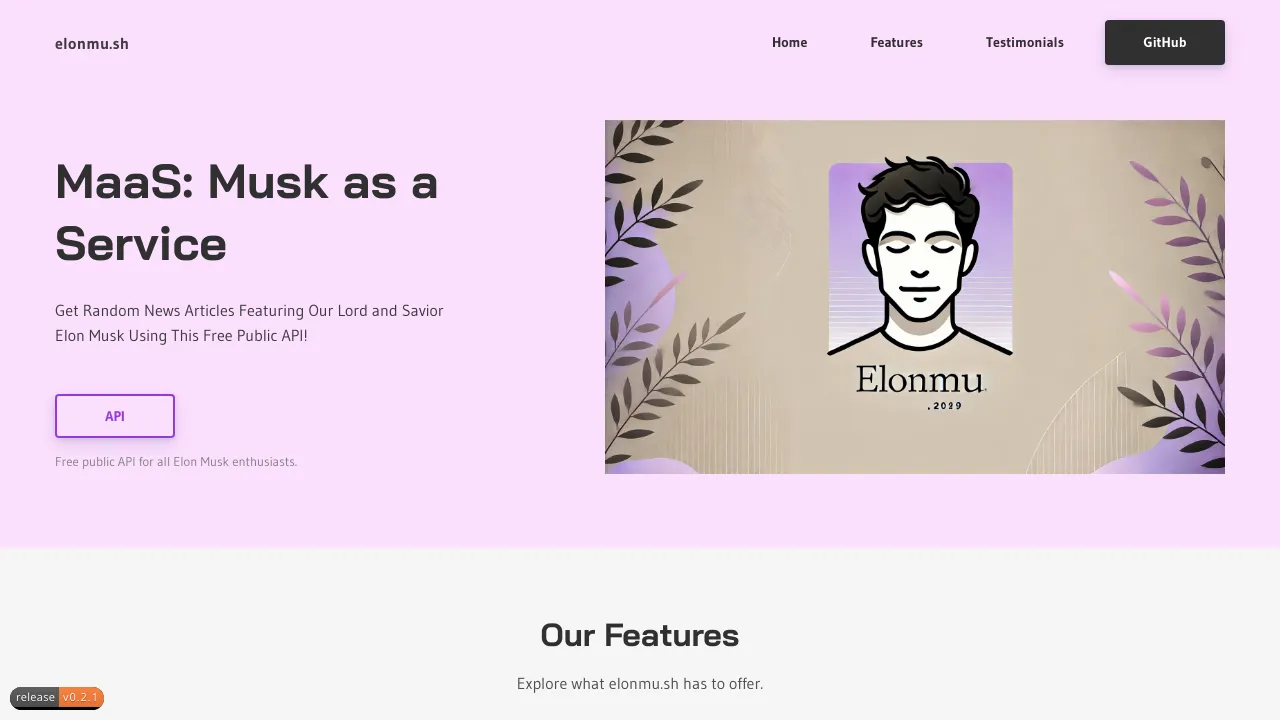 Screenshot of ElonMu.sh website