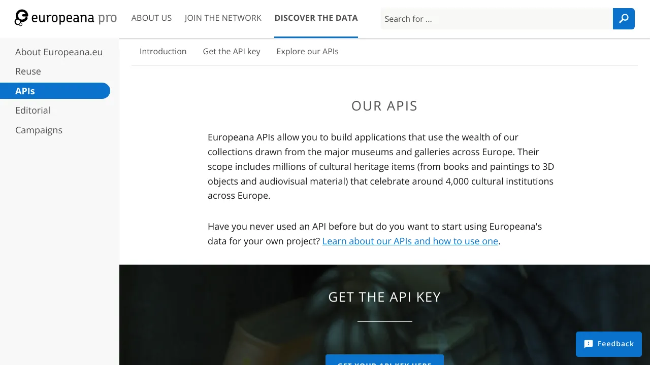 Screenshot of Europeana website