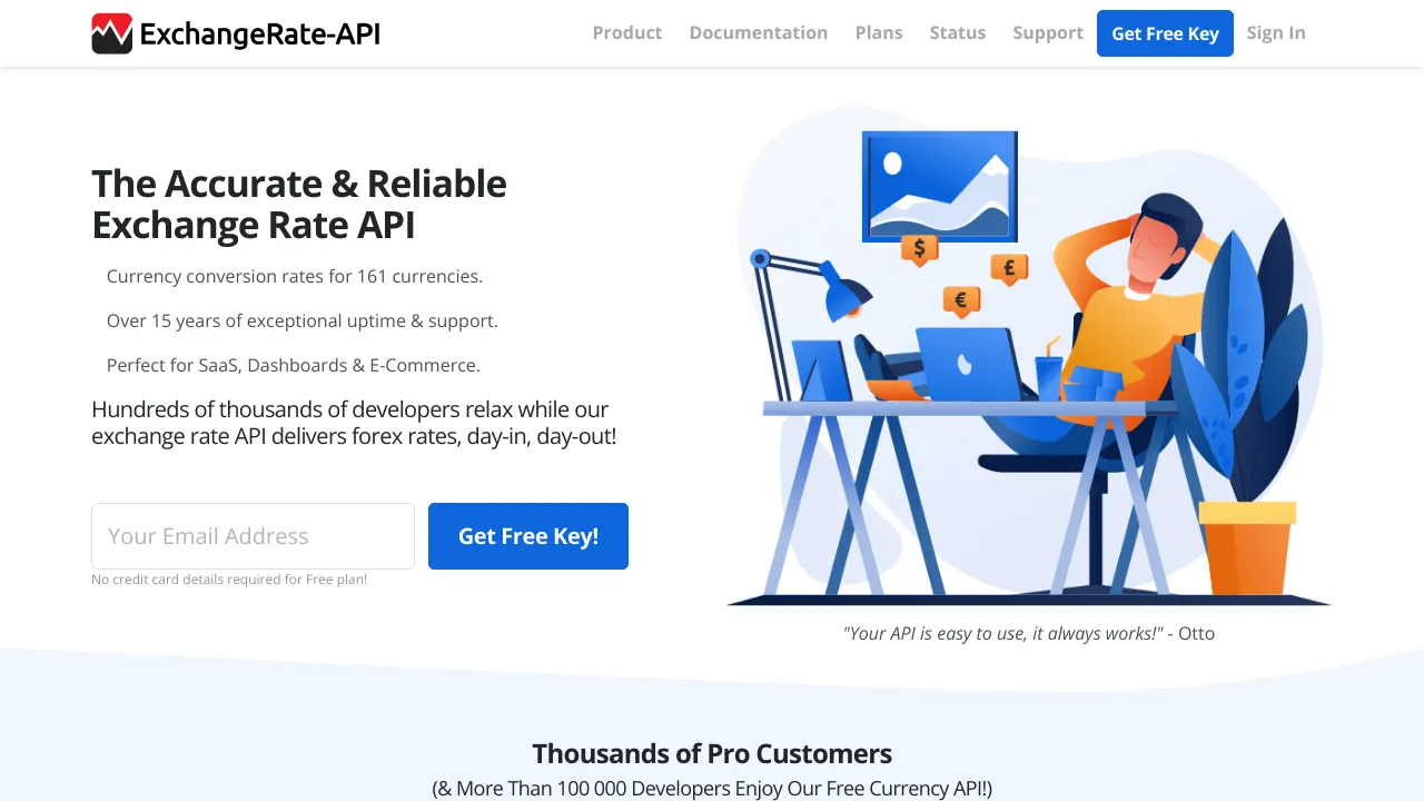 Screenshot of ExchangeRate-API website