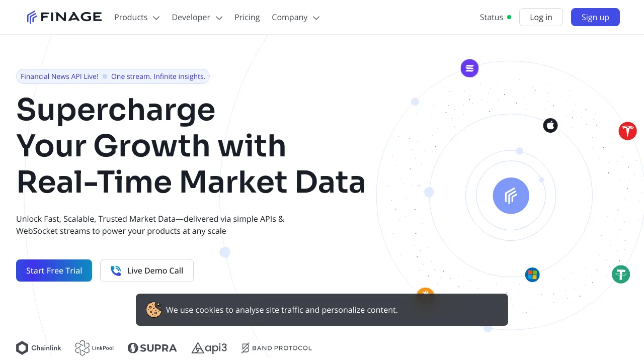 Screenshot of Finage website