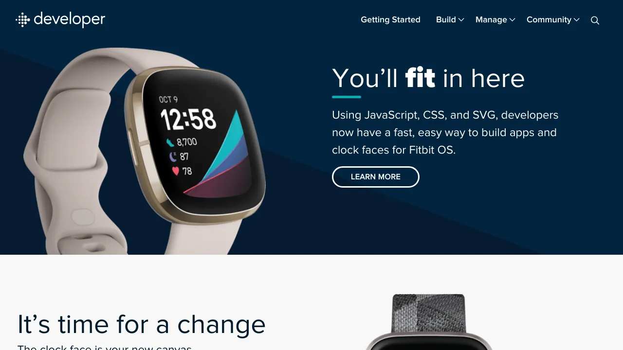 Screenshot of Fitbit website