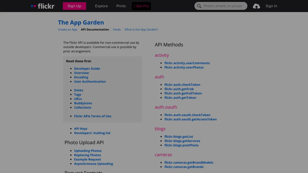 Screenshot of Flickr website