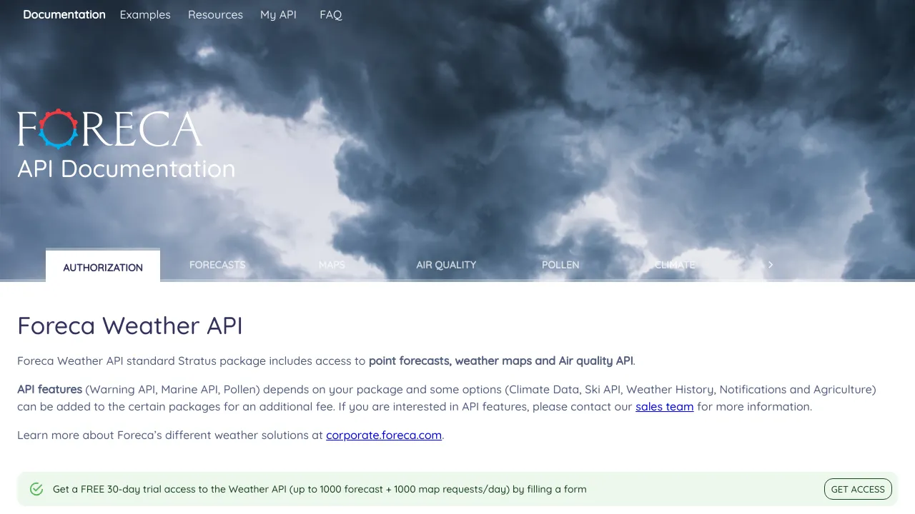 Screenshot of Foreca website