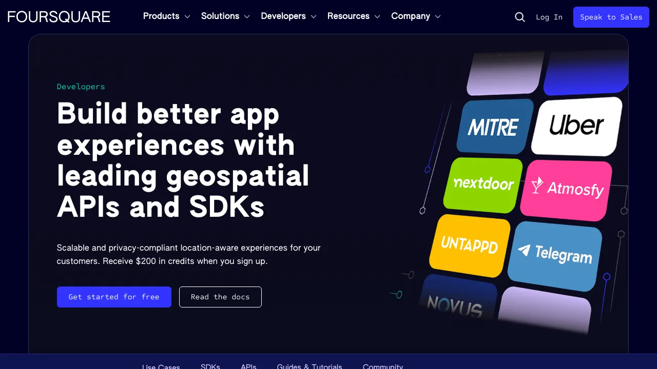 Screenshot of Foursquare website