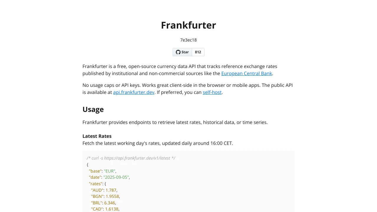 Screenshot of Frankfurter website
