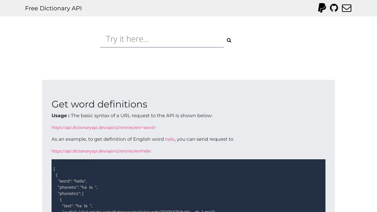 Screenshot of Free Dictionary website