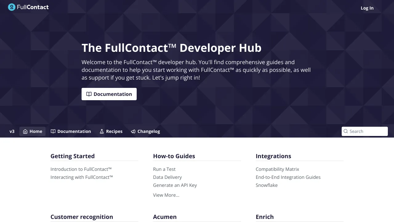 Screenshot of FullContact website