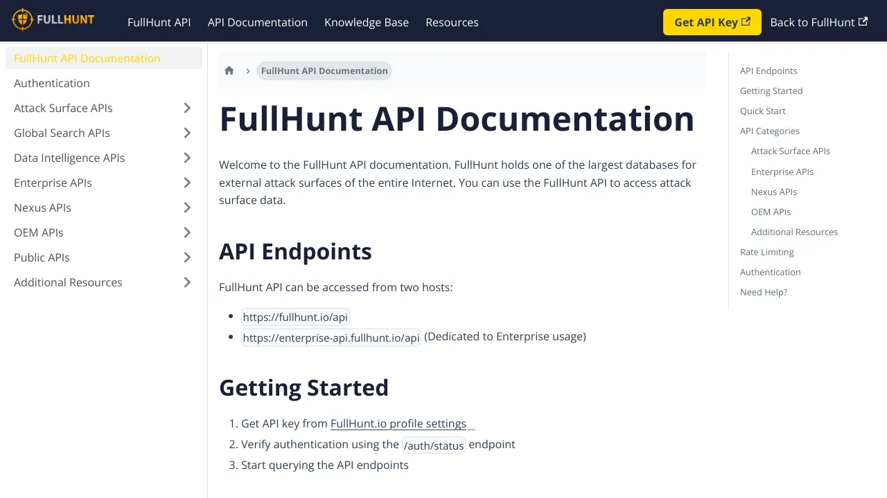 Screenshot of FullHunt website