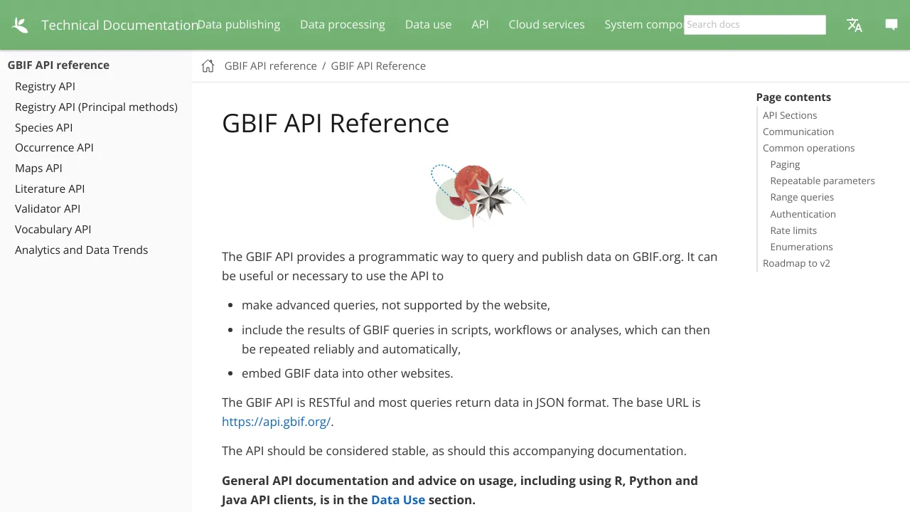 Screenshot of GBIF website
