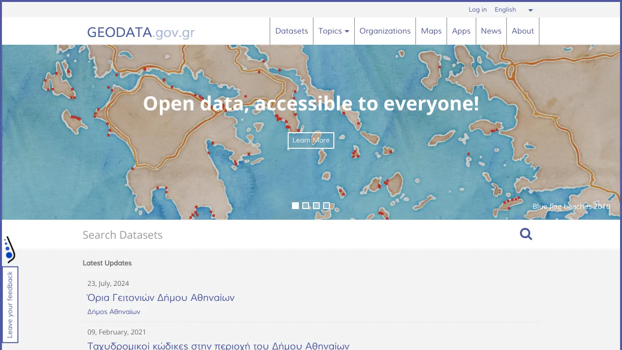 Screenshot of Geodata.gov.gr website