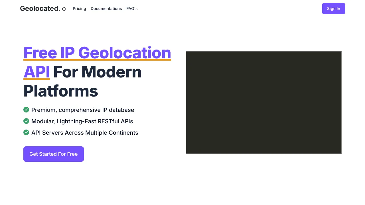 Screenshot of Geolocated website