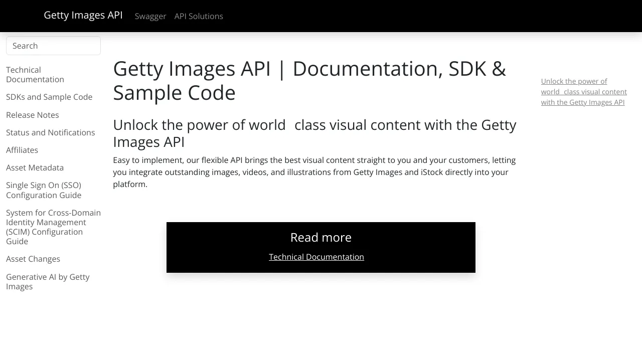 Screenshot of Getty Images website