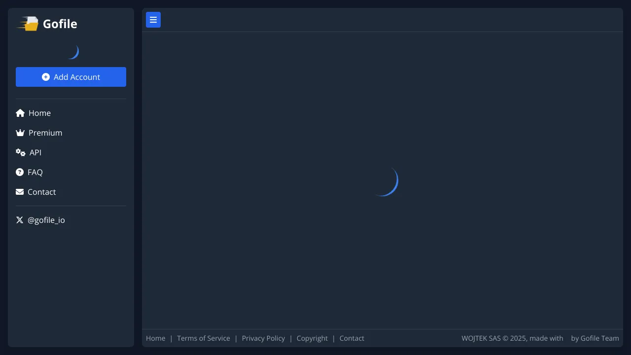 Screenshot of GoFile website