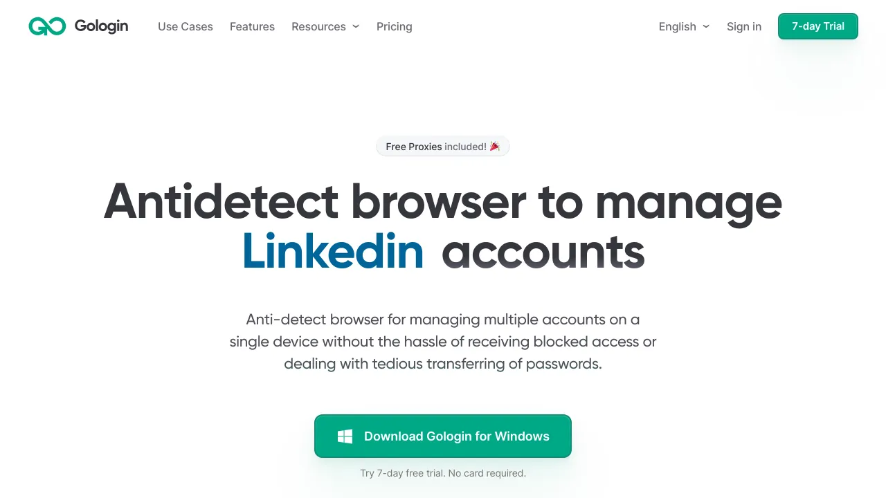 Screenshot of GoLogin website