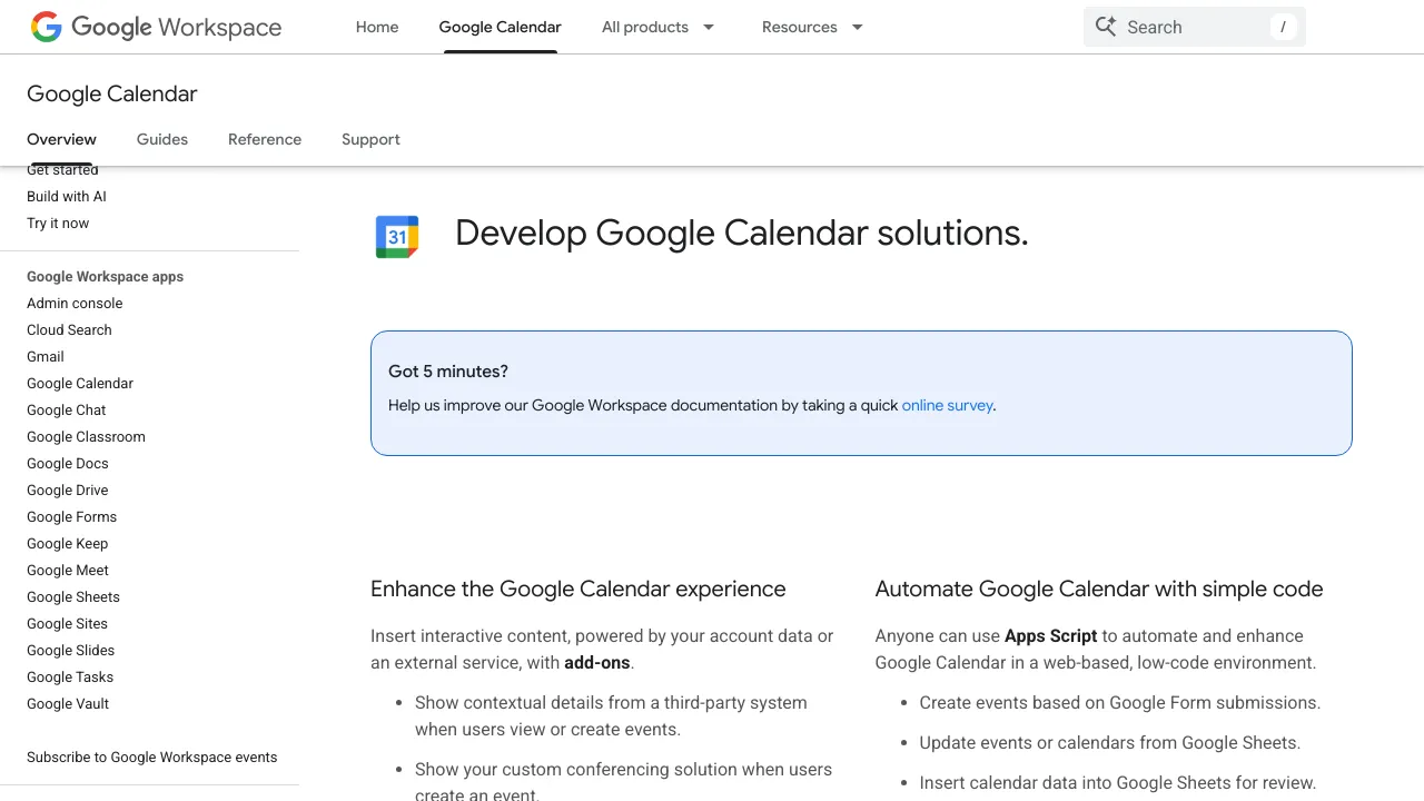 Screenshot of Google Calendar website