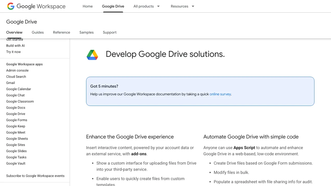 Screenshot of Google Drive website