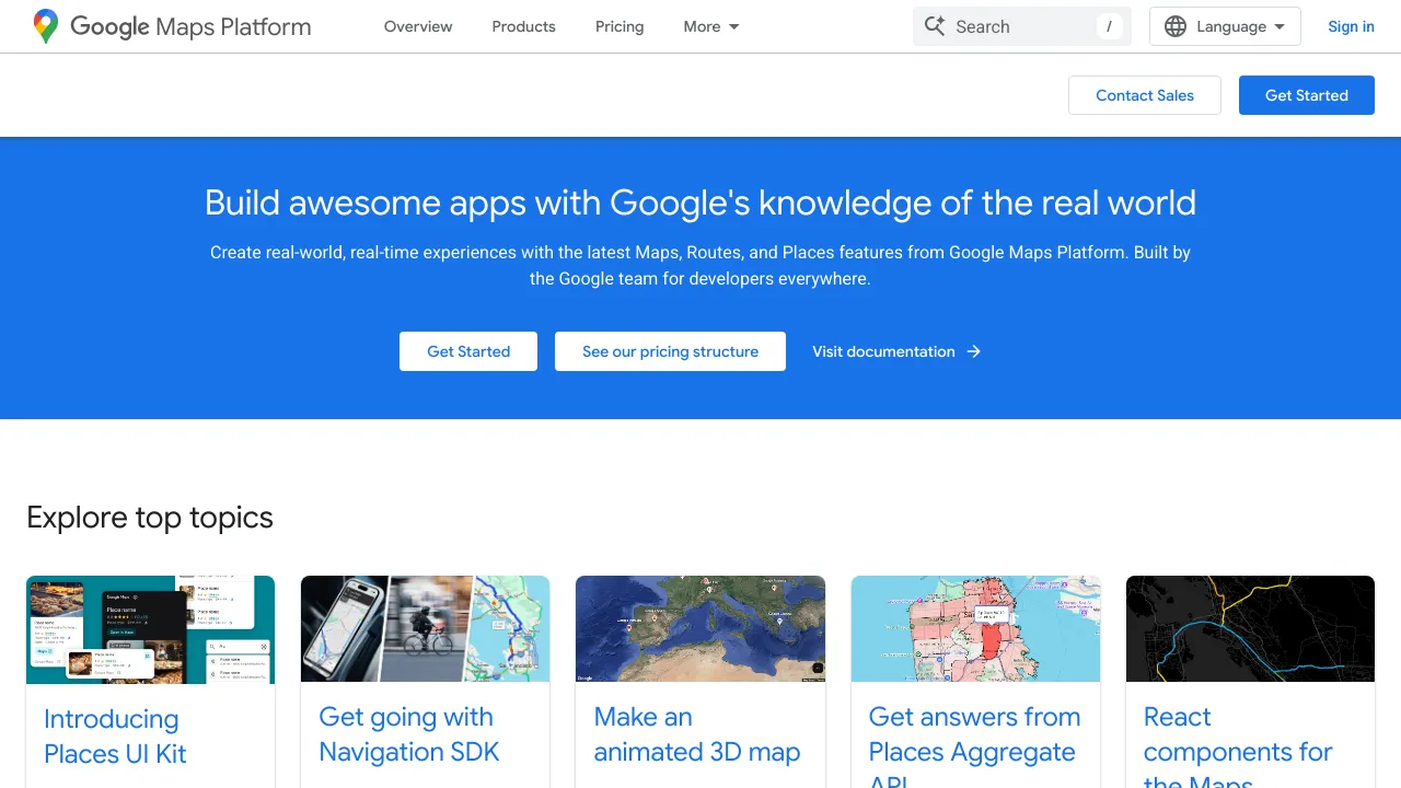 Screenshot of Google Maps website