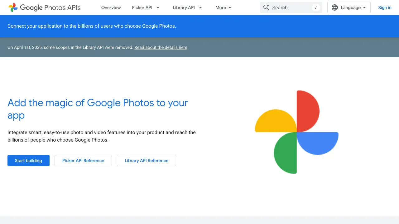Screenshot of Google Photos website