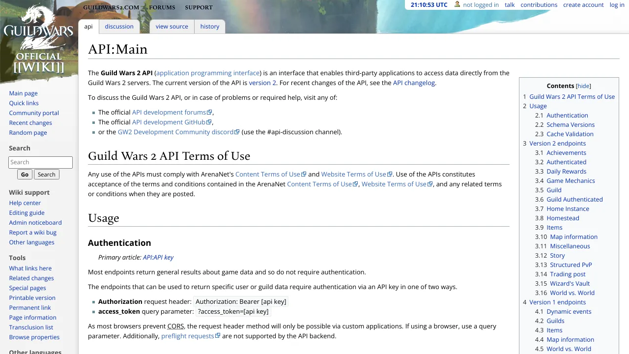 Screenshot of Guild Wars 2 website