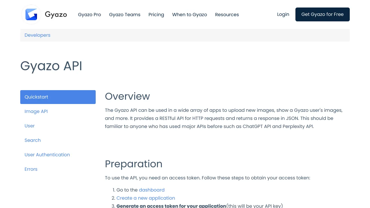 Screenshot of Gyazo website